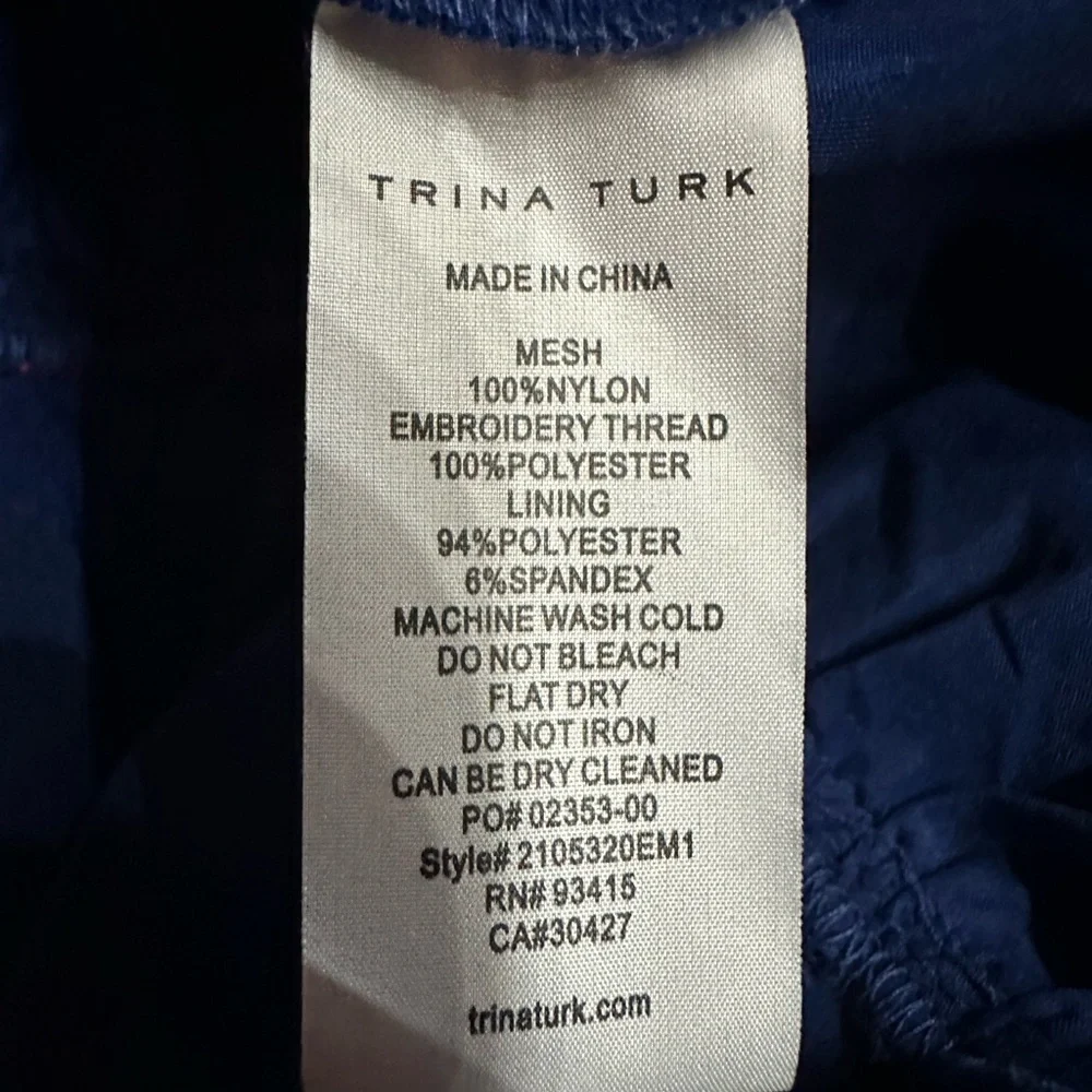 Trina Turk Embroidered Lacy Dropwaist Pink and Blue Dress, Sz 4, EUC